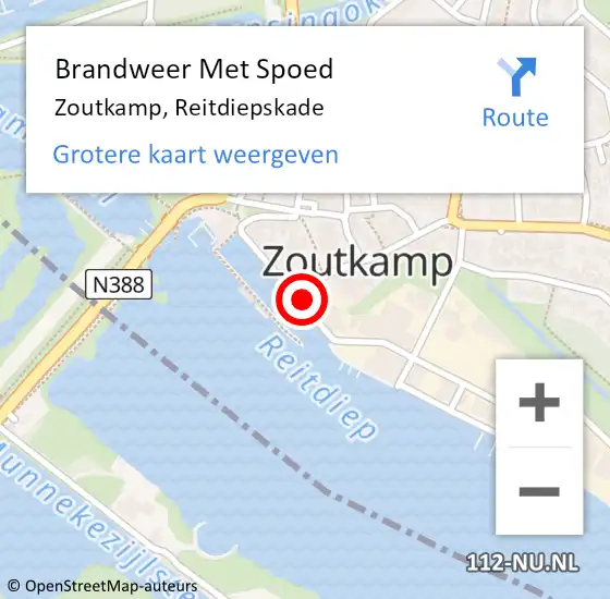 Locatie op kaart van de 112 melding: Brandweer Met Spoed Naar Zoutkamp, Reitdiepskade op 31 december 2022 11:18