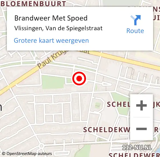 Locatie op kaart van de 112 melding: Brandweer Met Spoed Naar Vlissingen, Van de Spiegelstraat op 31 december 2022 11:21