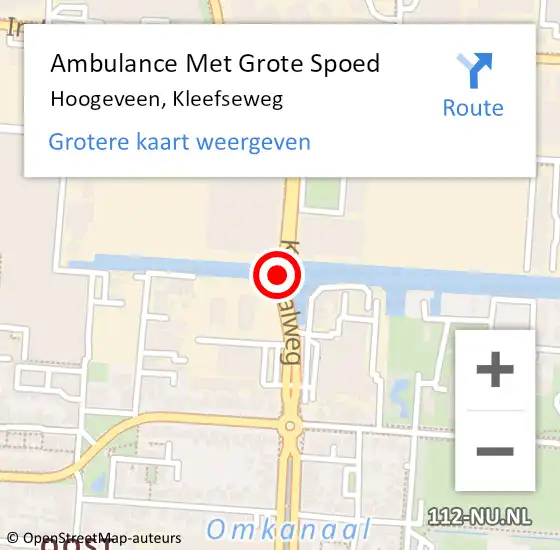 Locatie op kaart van de 112 melding: Ambulance Met Grote Spoed Naar Hoogeveen, Kleefseweg op 10 augustus 2014 14:04