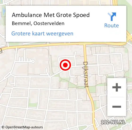 Locatie op kaart van de 112 melding: Ambulance Met Grote Spoed Naar Bemmel, Oostervelden op 31 december 2022 11:40