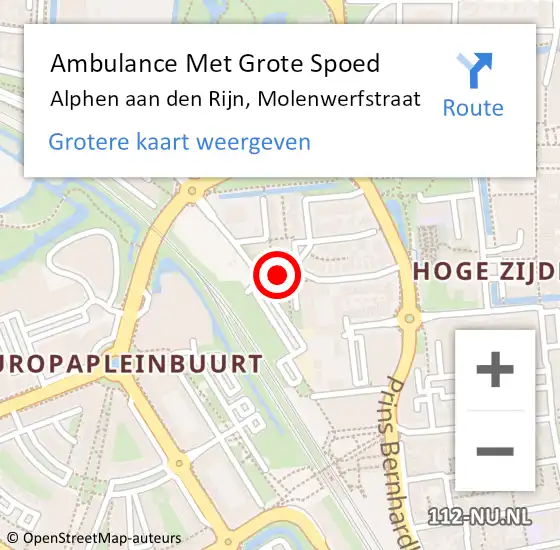 Locatie op kaart van de 112 melding: Ambulance Met Grote Spoed Naar Alphen aan den Rijn, Molenwerfstraat op 31 december 2022 11:42