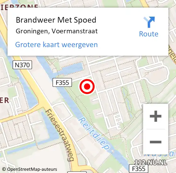 Locatie op kaart van de 112 melding: Brandweer Met Spoed Naar Groningen, Voermanstraat op 31 december 2022 12:02