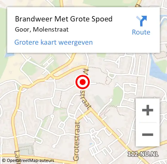 Locatie op kaart van de 112 melding: Brandweer Met Grote Spoed Naar Goor, Molenstraat op 31 december 2022 12:05