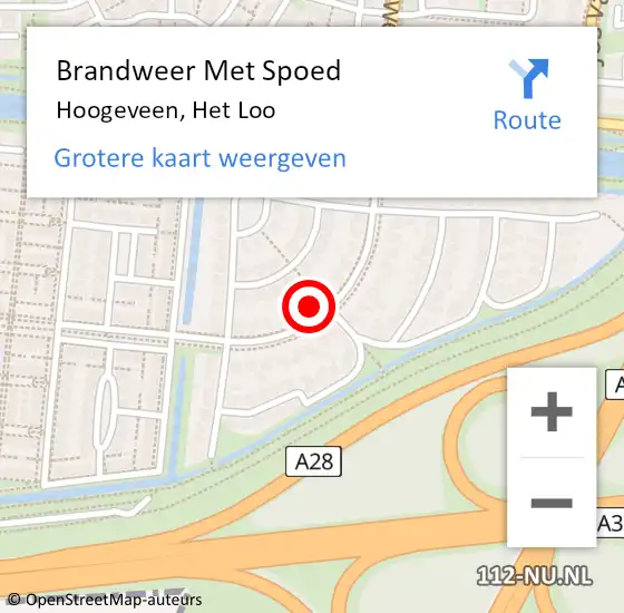 Locatie op kaart van de 112 melding: Brandweer Met Spoed Naar Hoogeveen, Het Loo op 31 december 2022 12:20