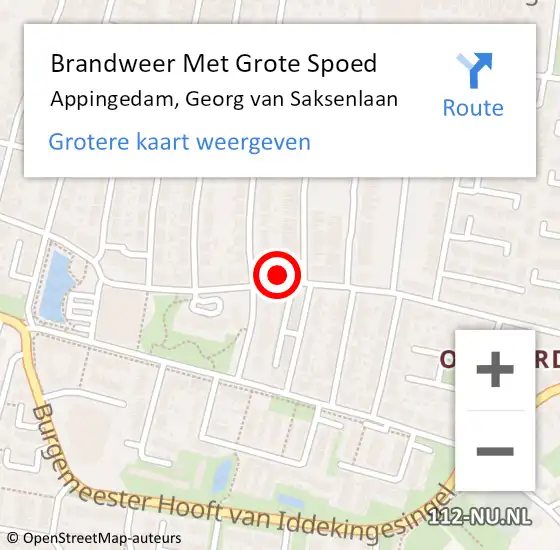 Locatie op kaart van de 112 melding: Brandweer Met Grote Spoed Naar Appingedam, Georg van Saksenlaan op 31 december 2022 12:30