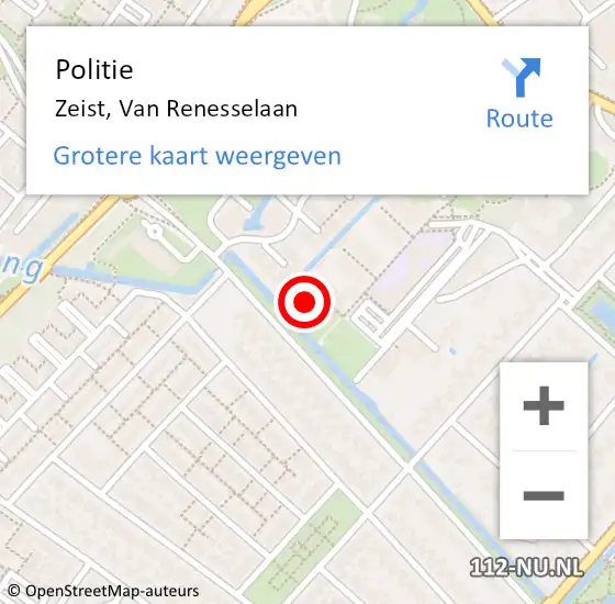 Locatie op kaart van de 112 melding: Politie Zeist, Van Renesselaan op 31 december 2022 12:31