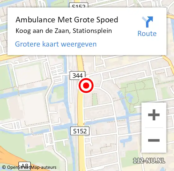 Locatie op kaart van de 112 melding: Ambulance Met Grote Spoed Naar Koog aan de Zaan, Stationsplein op 31 december 2022 12:32