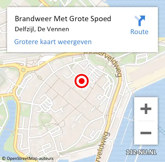 Locatie op kaart van de 112 melding: Brandweer Met Grote Spoed Naar Delfzijl, De Vennen op 31 december 2022 12:34