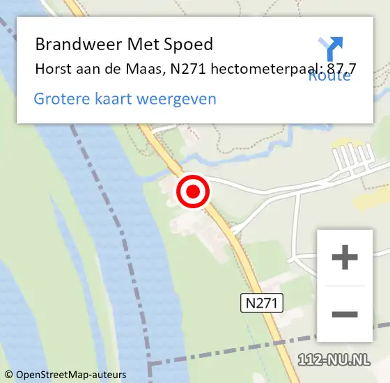 Locatie op kaart van de 112 melding: Brandweer Met Spoed Naar Horst aan de Maas, N271 hectometerpaal: 87,7 op 31 december 2022 12:38