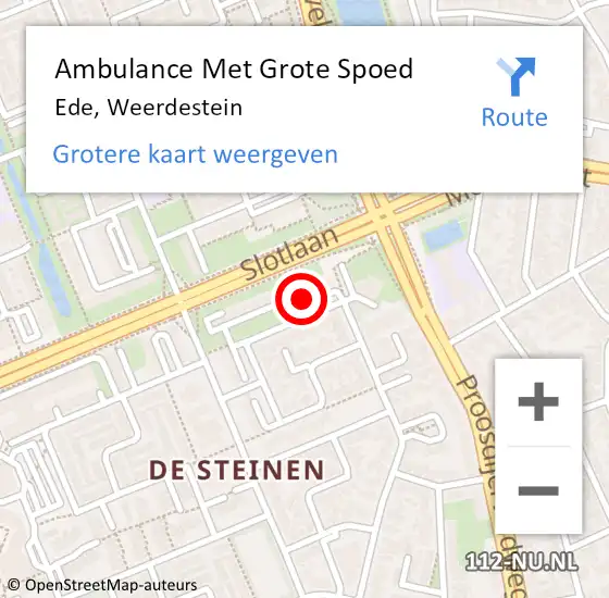 Locatie op kaart van de 112 melding: Ambulance Met Grote Spoed Naar Ede, Weerdestein op 31 december 2022 12:43