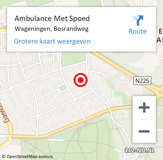 Locatie op kaart van de 112 melding: Ambulance Met Spoed Naar Wageningen, Bosrandweg op 31 december 2022 12:46