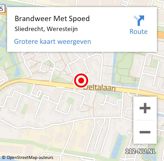 Locatie op kaart van de 112 melding: Brandweer Met Spoed Naar Sliedrecht, Weresteijn op 31 december 2022 12:53