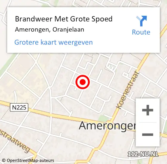 Locatie op kaart van de 112 melding: Brandweer Met Grote Spoed Naar Amerongen, Oranjelaan op 31 december 2022 13:22