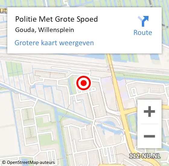 Locatie op kaart van de 112 melding: Politie Met Grote Spoed Naar Gouda, Willensplein op 31 december 2022 13:31