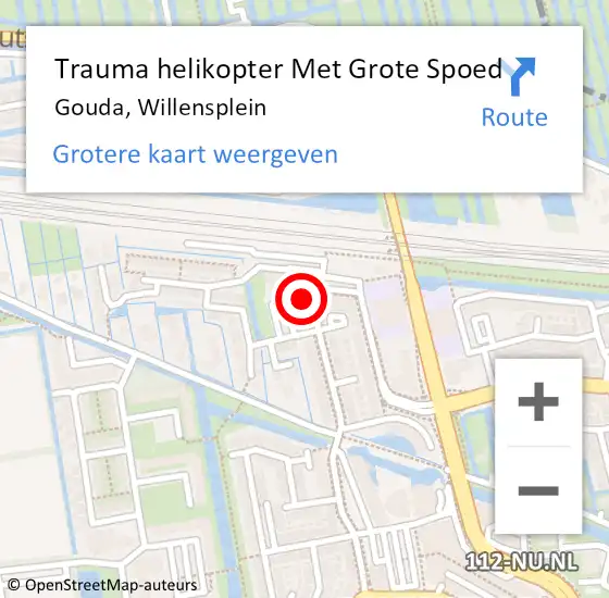 Locatie op kaart van de 112 melding: Trauma helikopter Met Grote Spoed Naar Gouda, Willensplein op 31 december 2022 13:33