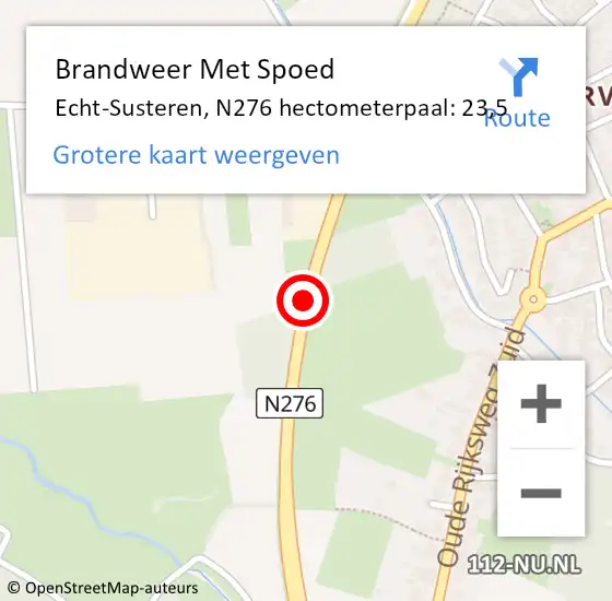 Locatie op kaart van de 112 melding: Brandweer Met Spoed Naar Echt-Susteren, N276 hectometerpaal: 23,5 op 31 december 2022 14:13