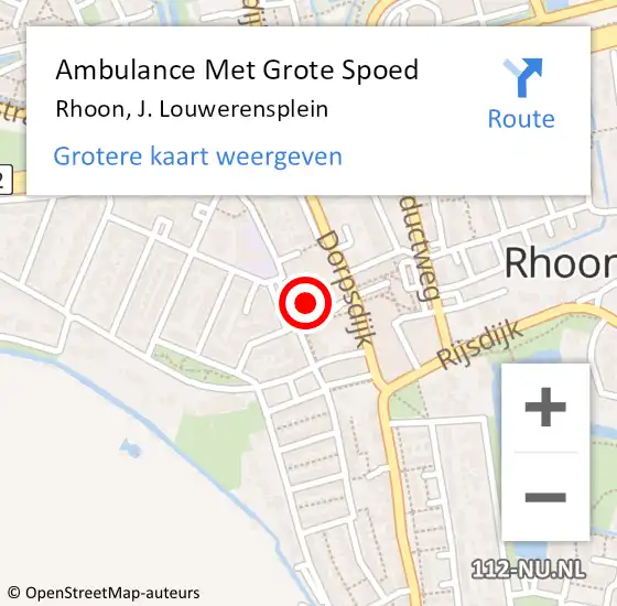 Locatie op kaart van de 112 melding: Ambulance Met Grote Spoed Naar Rhoon, J. Louwerensplein op 31 december 2022 14:23