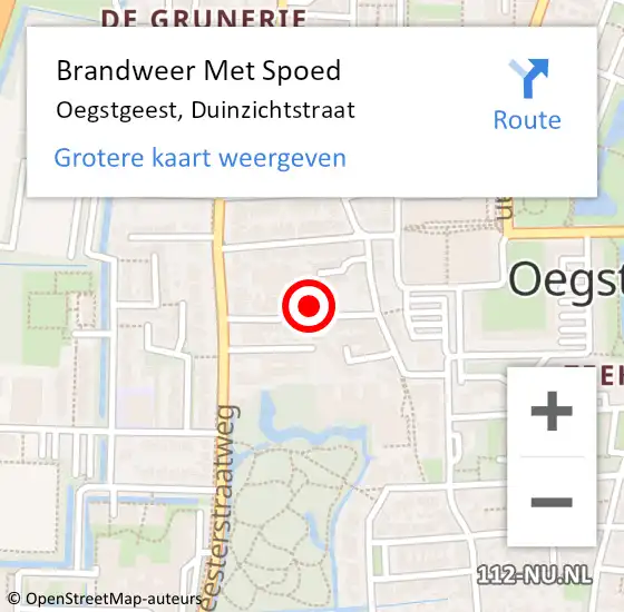 Locatie op kaart van de 112 melding: Brandweer Met Spoed Naar Oegstgeest, Duinzichtstraat op 31 december 2022 14:31