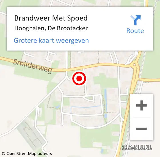 Locatie op kaart van de 112 melding: Brandweer Met Spoed Naar Hooghalen, De Brootacker op 31 december 2022 14:36