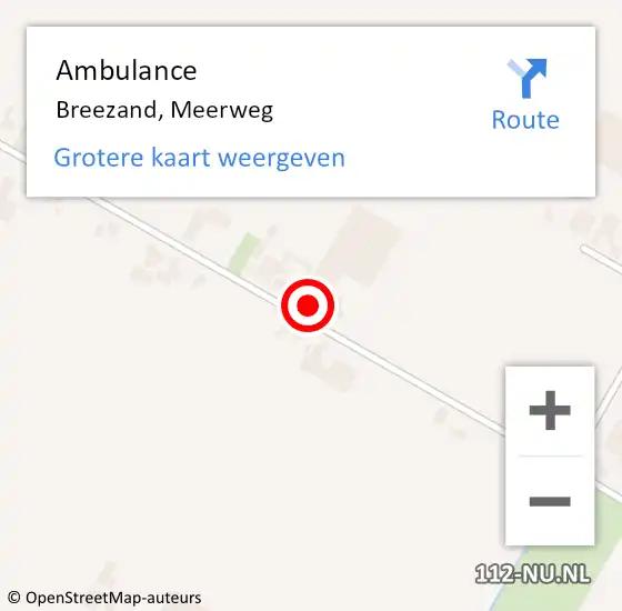 Locatie op kaart van de 112 melding: Ambulance Breezand, Meerweg op 31 december 2022 14:43