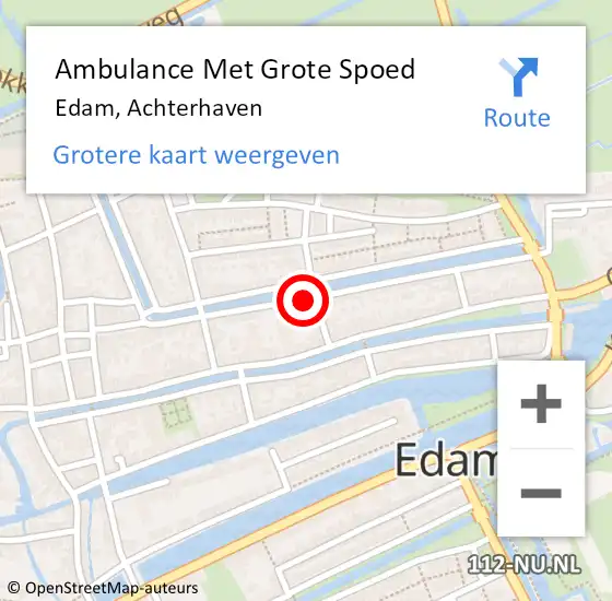 Locatie op kaart van de 112 melding: Ambulance Met Grote Spoed Naar Edam, Achterhaven op 31 december 2022 14:45