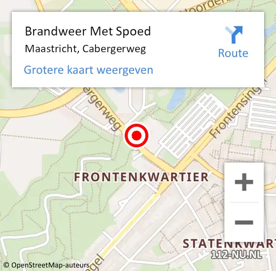 Locatie op kaart van de 112 melding: Brandweer Met Spoed Naar Maastricht, Cabergerweg op 31 december 2022 14:53