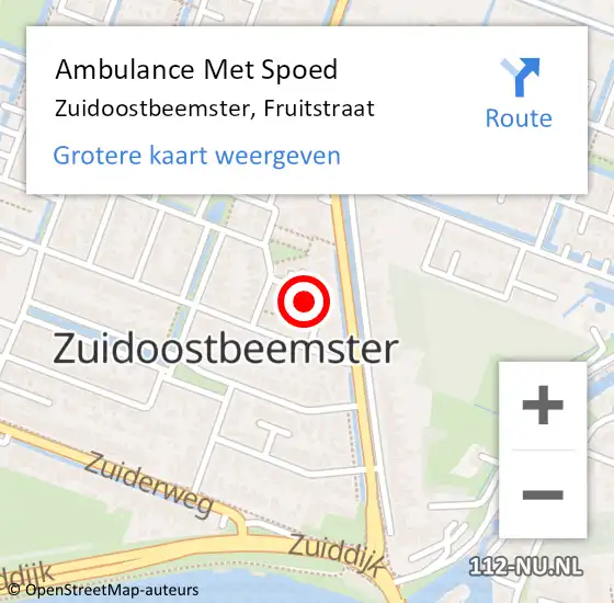 Locatie op kaart van de 112 melding: Ambulance Met Spoed Naar Zuidoostbeemster, Fruitstraat op 31 december 2022 15:10