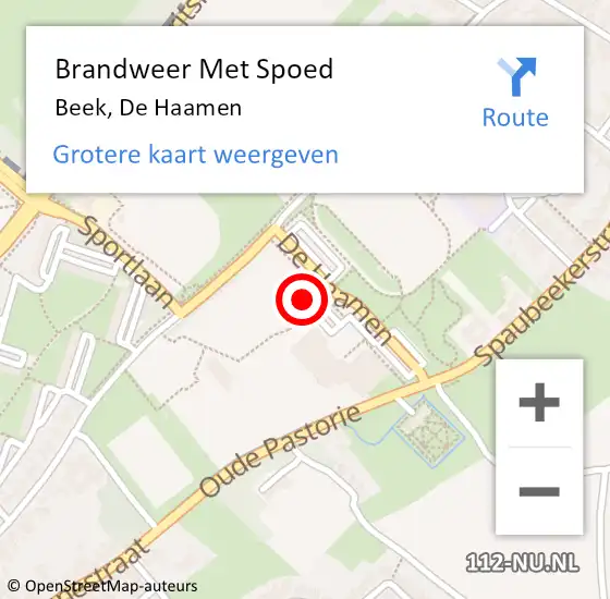 Locatie op kaart van de 112 melding: Brandweer Met Spoed Naar Beek, De Haamen op 31 december 2022 15:16