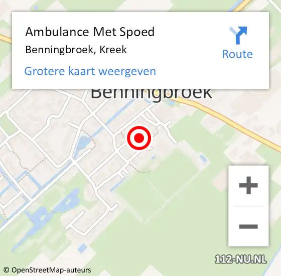 Locatie op kaart van de 112 melding: Ambulance Met Spoed Naar Benningbroek, Kreek op 31 december 2022 15:19