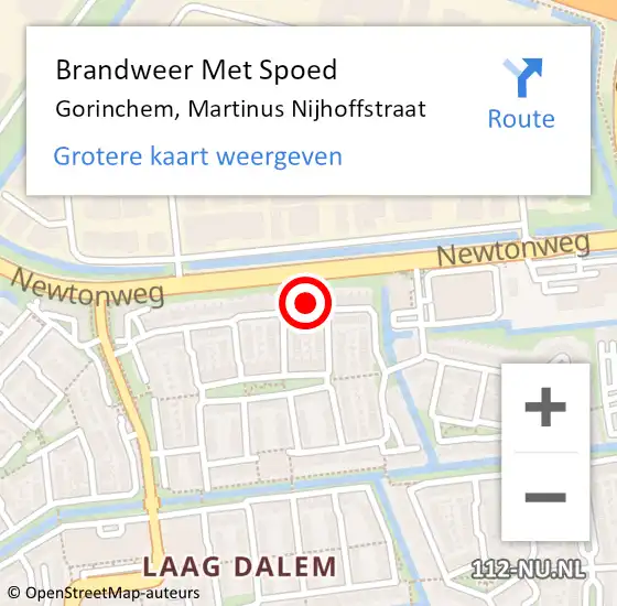 Locatie op kaart van de 112 melding: Brandweer Met Spoed Naar Gorinchem, Martinus Nijhoffstraat op 31 december 2022 15:24