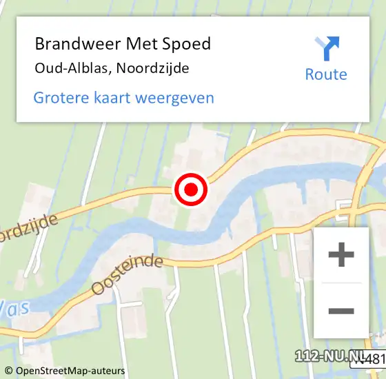 Locatie op kaart van de 112 melding: Brandweer Met Spoed Naar Oud-Alblas, Noordzijde op 31 december 2022 15:26