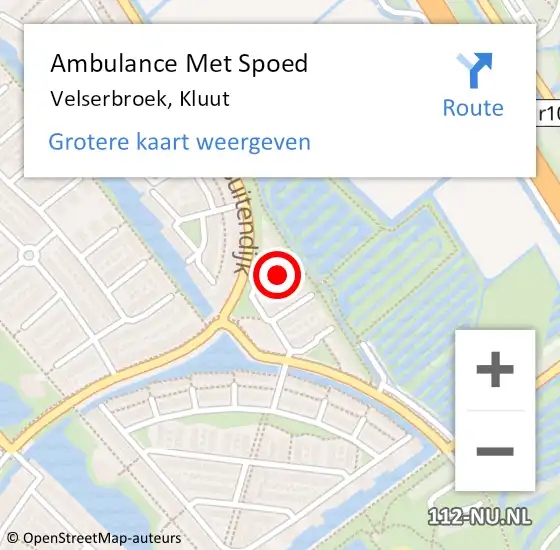 Locatie op kaart van de 112 melding: Ambulance Met Spoed Naar Velserbroek, Kluut op 31 december 2022 15:28