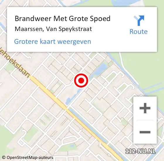 Locatie op kaart van de 112 melding: Brandweer Met Grote Spoed Naar Maarssen, Van Speykstraat op 31 december 2022 15:30