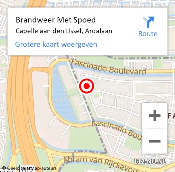 Locatie op kaart van de 112 melding: Brandweer Met Spoed Naar Capelle aan den IJssel, Ardalaan op 31 december 2022 15:30