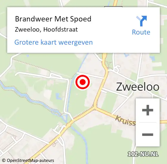 Locatie op kaart van de 112 melding: Brandweer Met Spoed Naar Zweeloo, Hoofdstraat op 31 december 2022 15:41