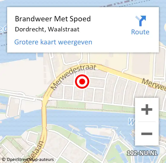 Locatie op kaart van de 112 melding: Brandweer Met Spoed Naar Dordrecht, Waalstraat op 31 december 2022 15:44