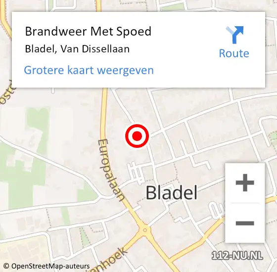 Locatie op kaart van de 112 melding: Brandweer Met Spoed Naar Bladel, Van Dissellaan op 31 december 2022 15:45