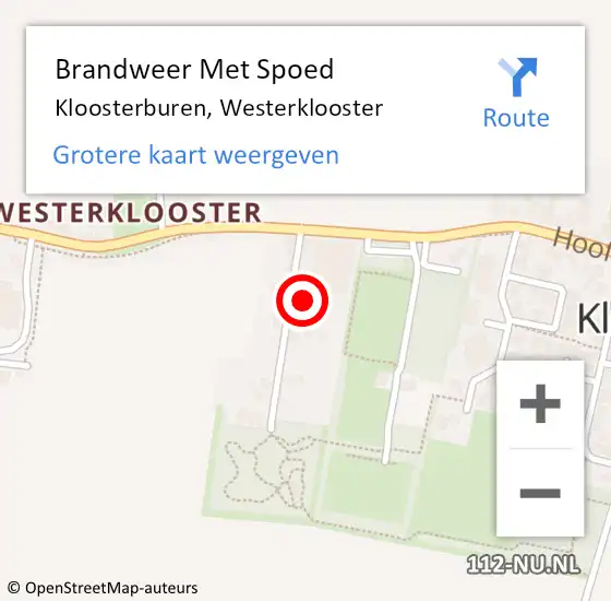 Locatie op kaart van de 112 melding: Brandweer Met Spoed Naar Kloosterburen, Westerklooster op 31 december 2022 15:47