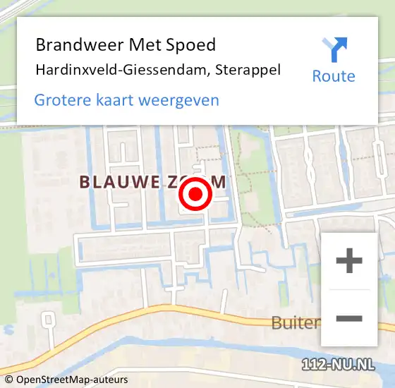 Locatie op kaart van de 112 melding: Brandweer Met Spoed Naar Hardinxveld-Giessendam, Sterappel op 31 december 2022 15:56