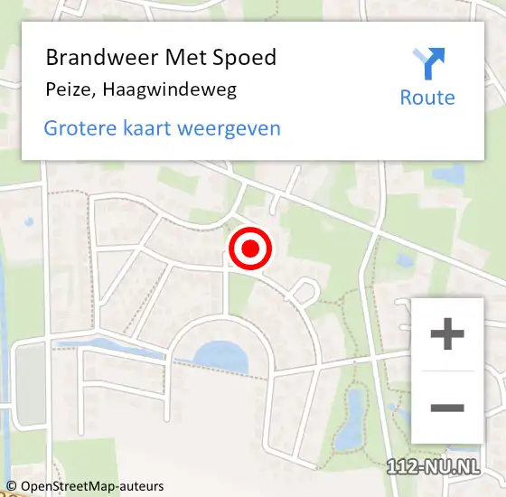 Locatie op kaart van de 112 melding: Brandweer Met Spoed Naar Peize, Haagwindeweg op 31 december 2022 15:58