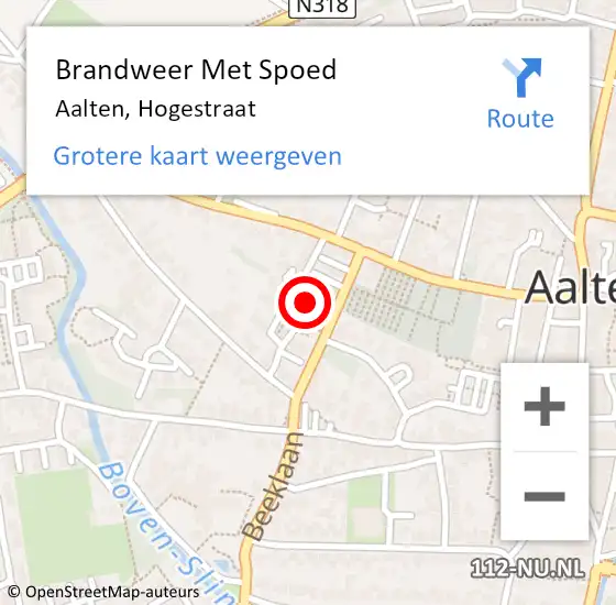 Locatie op kaart van de 112 melding: Brandweer Met Spoed Naar Aalten, Hogestraat op 31 december 2022 16:01