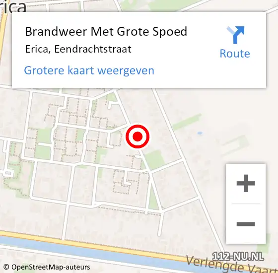 Locatie op kaart van de 112 melding: Brandweer Met Grote Spoed Naar Erica, Eendrachtstraat op 31 december 2022 16:05