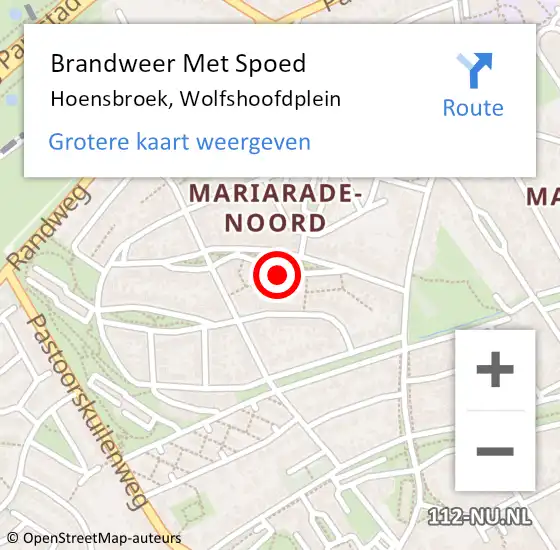 Locatie op kaart van de 112 melding: Brandweer Met Spoed Naar Hoensbroek, Wolfshoofdplein op 31 december 2022 16:15