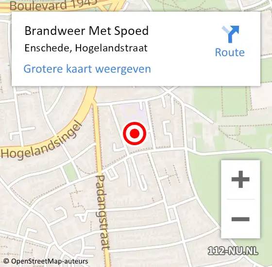 Locatie op kaart van de 112 melding: Brandweer Met Spoed Naar Enschede, Hogelandstraat op 31 december 2022 16:26