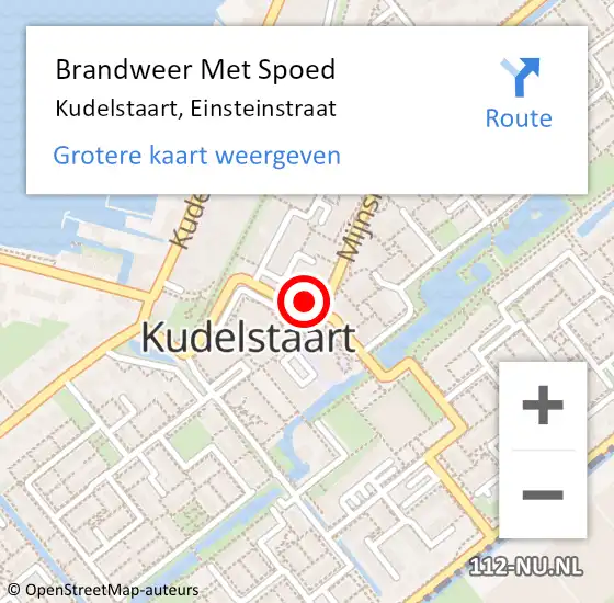 Locatie op kaart van de 112 melding: Brandweer Met Spoed Naar Kudelstaart, Einsteinstraat op 31 december 2022 16:31