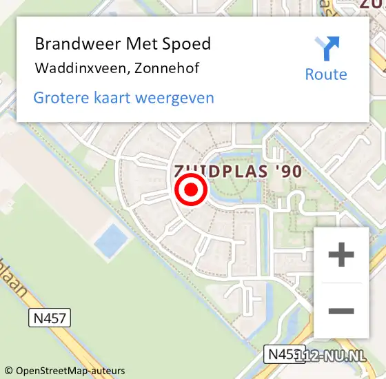 Locatie op kaart van de 112 melding: Brandweer Met Spoed Naar Waddinxveen, Zonnehof op 31 december 2022 16:39