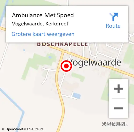 Locatie op kaart van de 112 melding: Ambulance Met Spoed Naar Vogelwaarde, Kerkdreef op 10 augustus 2014 14:48