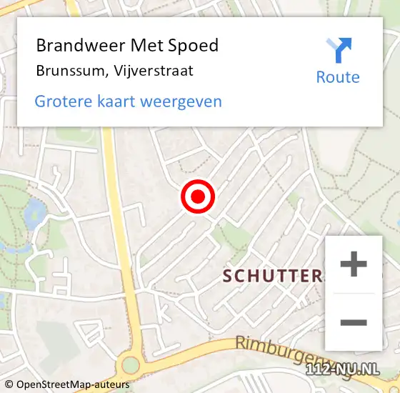 Locatie op kaart van de 112 melding: Brandweer Met Spoed Naar Brunssum, Vijverstraat op 31 december 2022 16:45