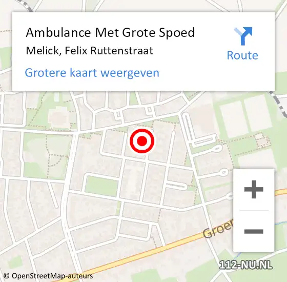 Locatie op kaart van de 112 melding: Ambulance Met Grote Spoed Naar Melick, Felix Ruttenstraat op 31 december 2022 16:48