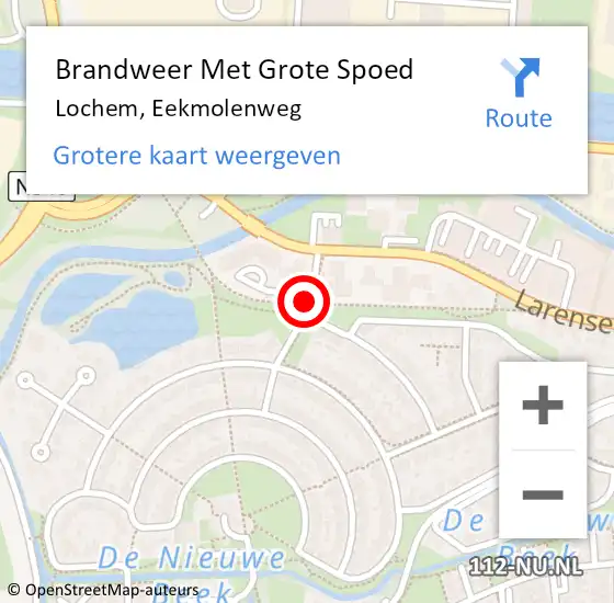 Locatie op kaart van de 112 melding: Brandweer Met Grote Spoed Naar Lochem, Eekmolenweg op 10 augustus 2014 14:52